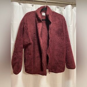 PINK maroon fuzzy fleece, size women’s medium.